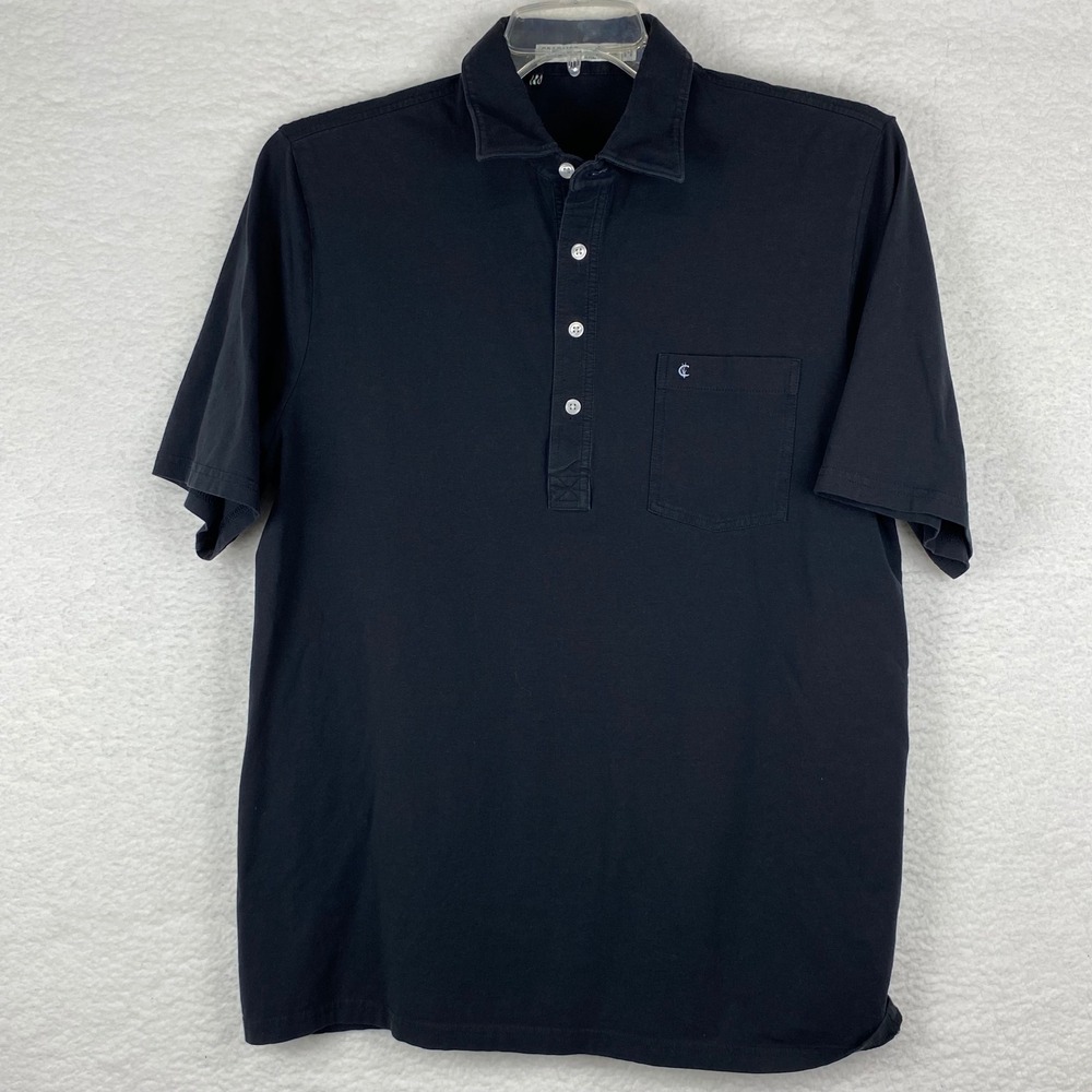 Criquet Players Shirt Mens Large Black Pima‎ Cotton Stretch Short Sleeve Polo